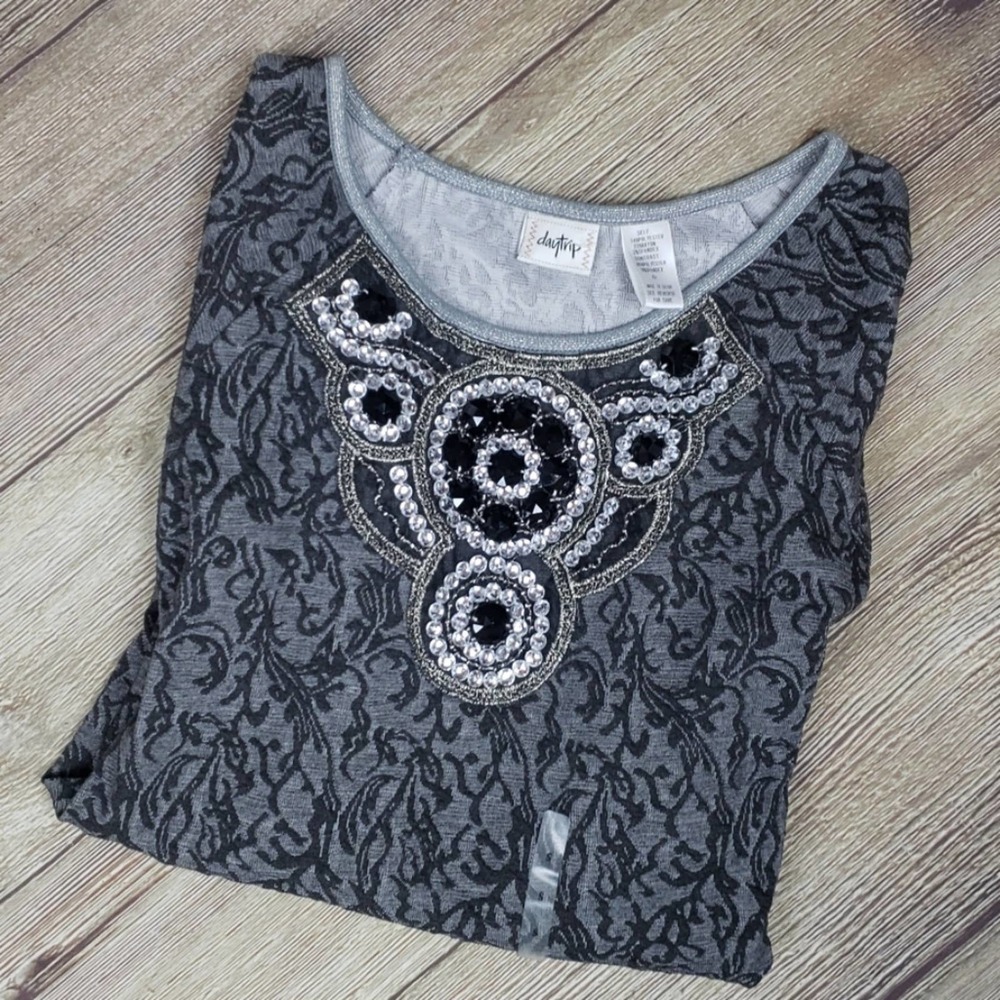 Womens Buckle Daytrip Black Top Shirt Sz S Studded